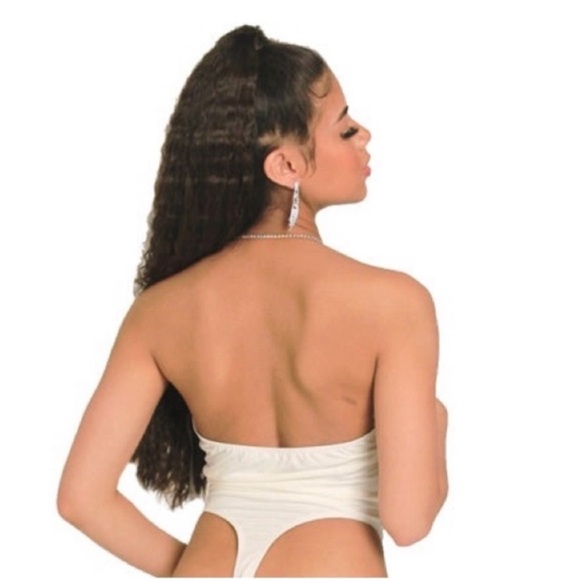 "Let's Rhine Down" White Thong
Bodysuit with Rhinestone Tie Front - S, M & Large - Picture 2 of 3